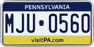 PA license plate MJU0560