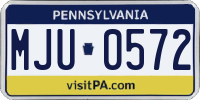 PA license plate MJU0572