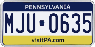 PA license plate MJU0635