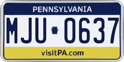 PA license plate MJU0637