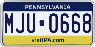 PA license plate MJU0668