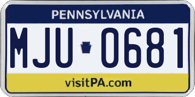 PA license plate MJU0681