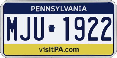 PA license plate MJU1922
