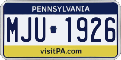 PA license plate MJU1926