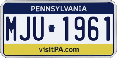 PA license plate MJU1961