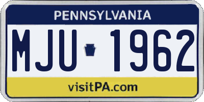 PA license plate MJU1962