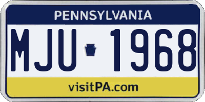 PA license plate MJU1968