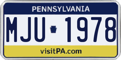 PA license plate MJU1978