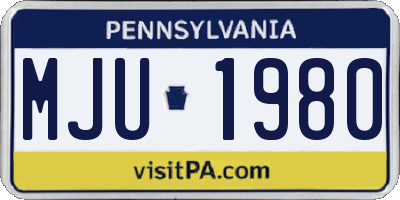 PA license plate MJU1980
