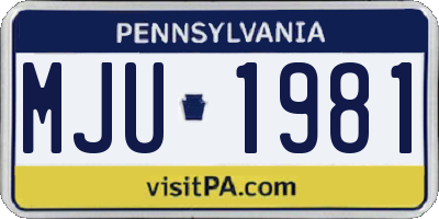 PA license plate MJU1981