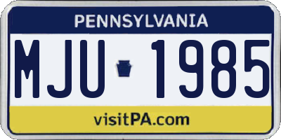 PA license plate MJU1985