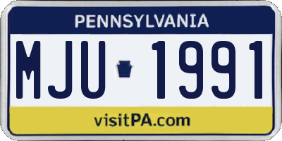 PA license plate MJU1991