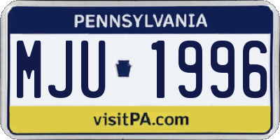 PA license plate MJU1996