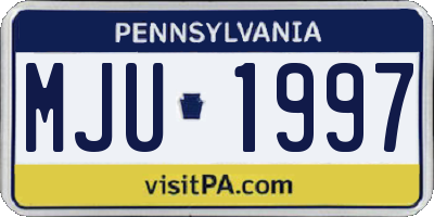 PA license plate MJU1997