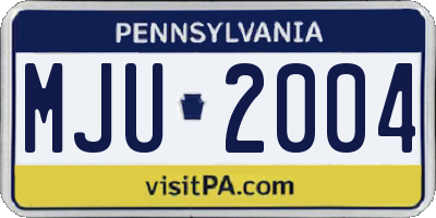 PA license plate MJU2004