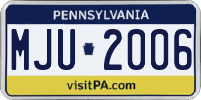 PA license plate MJU2006