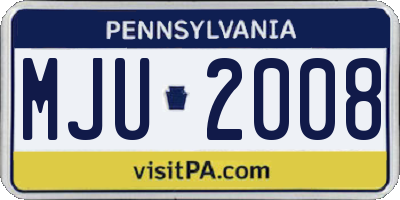 PA license plate MJU2008