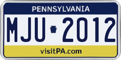 PA license plate MJU2012