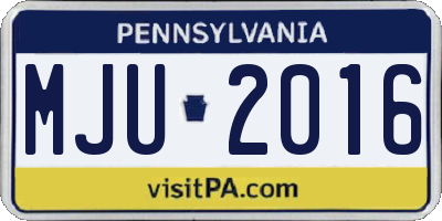 PA license plate MJU2016