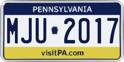 PA license plate MJU2017