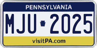 PA license plate MJU2025