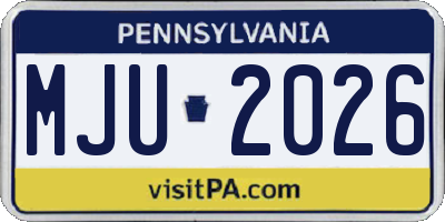 PA license plate MJU2026