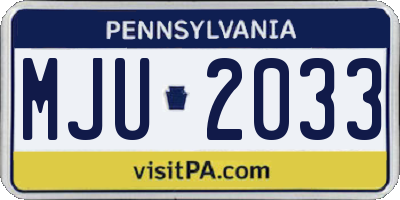 PA license plate MJU2033