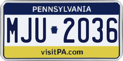 PA license plate MJU2036