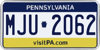 PA license plate MJU2062