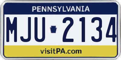 PA license plate MJU2134