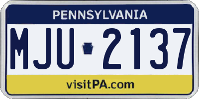 PA license plate MJU2137