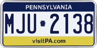 PA license plate MJU2138