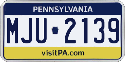 PA license plate MJU2139