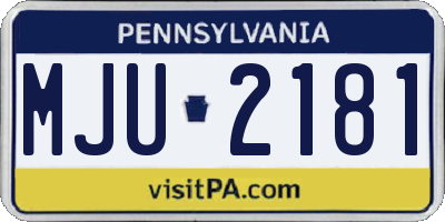 PA license plate MJU2181