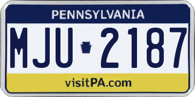 PA license plate MJU2187