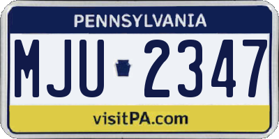 PA license plate MJU2347