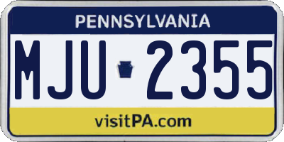 PA license plate MJU2355