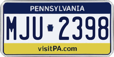 PA license plate MJU2398