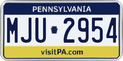 PA license plate MJU2954