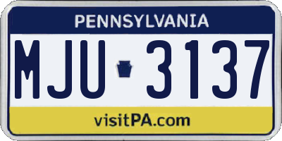 PA license plate MJU3137
