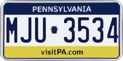 PA license plate MJU3534