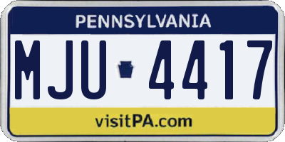 PA license plate MJU4417