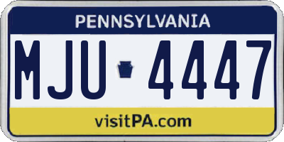 PA license plate MJU4447