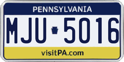 PA license plate MJU5016