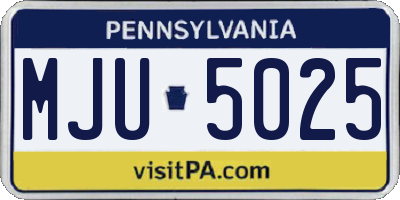 PA license plate MJU5025