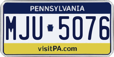 PA license plate MJU5076