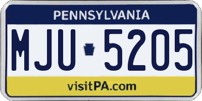 PA license plate MJU5205