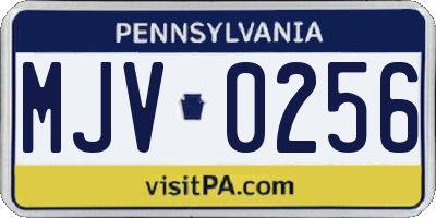 PA license plate MJV0256