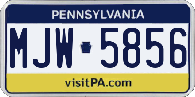 PA license plate MJW5856