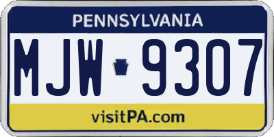 PA license plate MJW9307